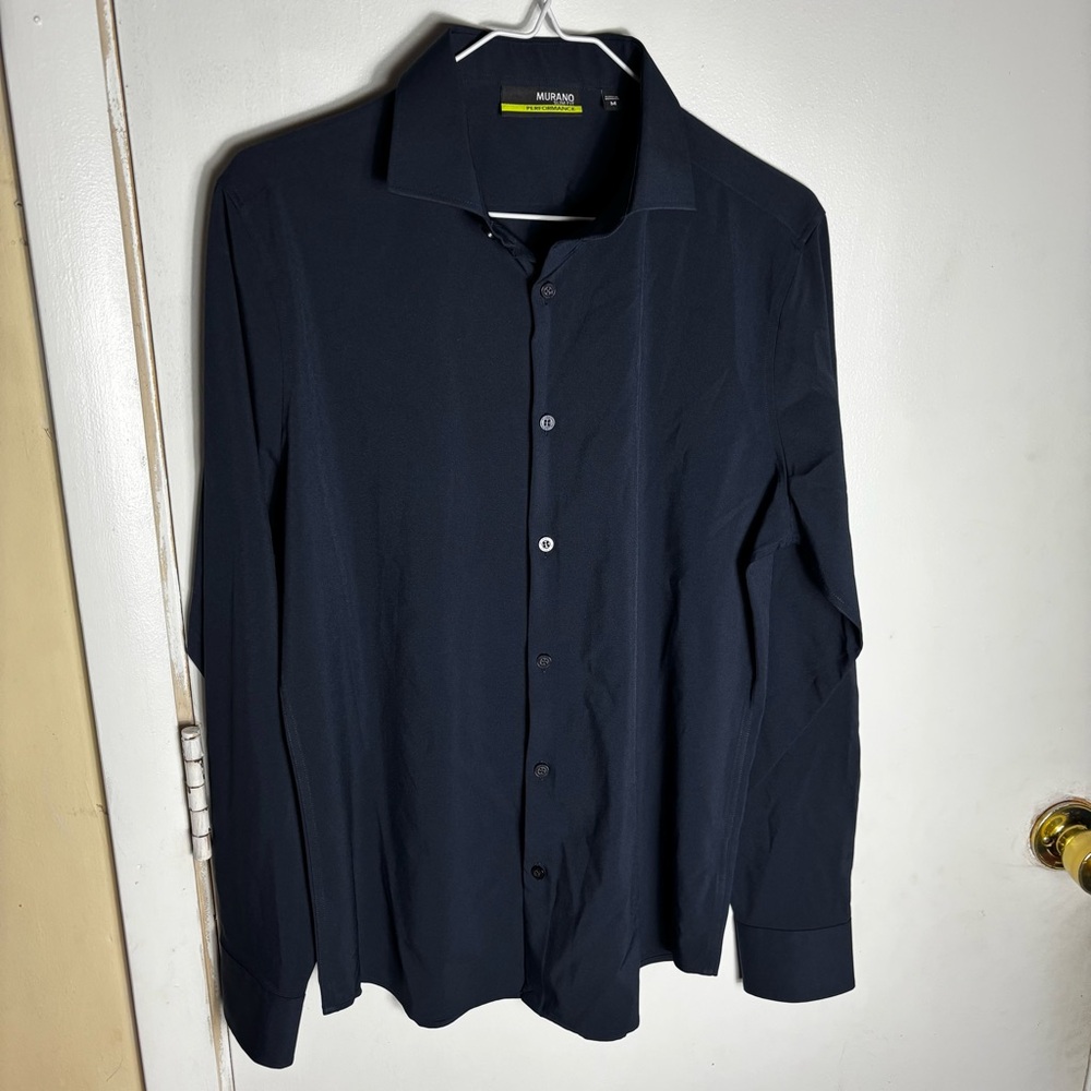 Murano Navy Solid Slim Fit Performance Long Sleev… - image 2